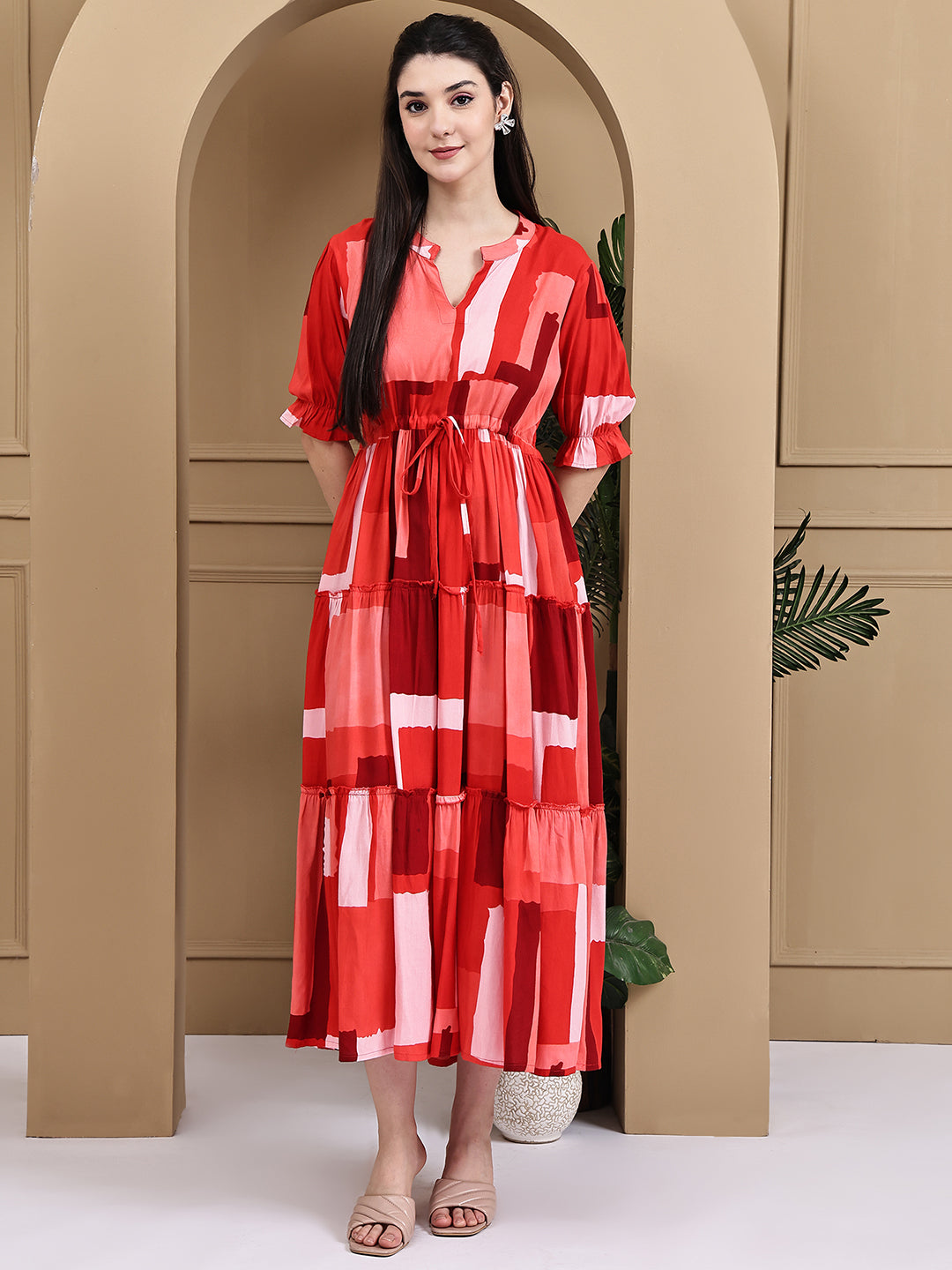 Aawari Rayon Printed Knot Dresses / Maxi Dresses / Western Wear