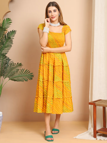 Aawari Sunshine Tiered Cotton Midi Dresses