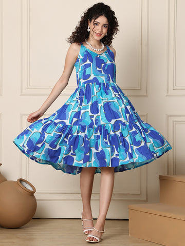 Aawari Unique Rayon Printed Short Dress - Midi Dress