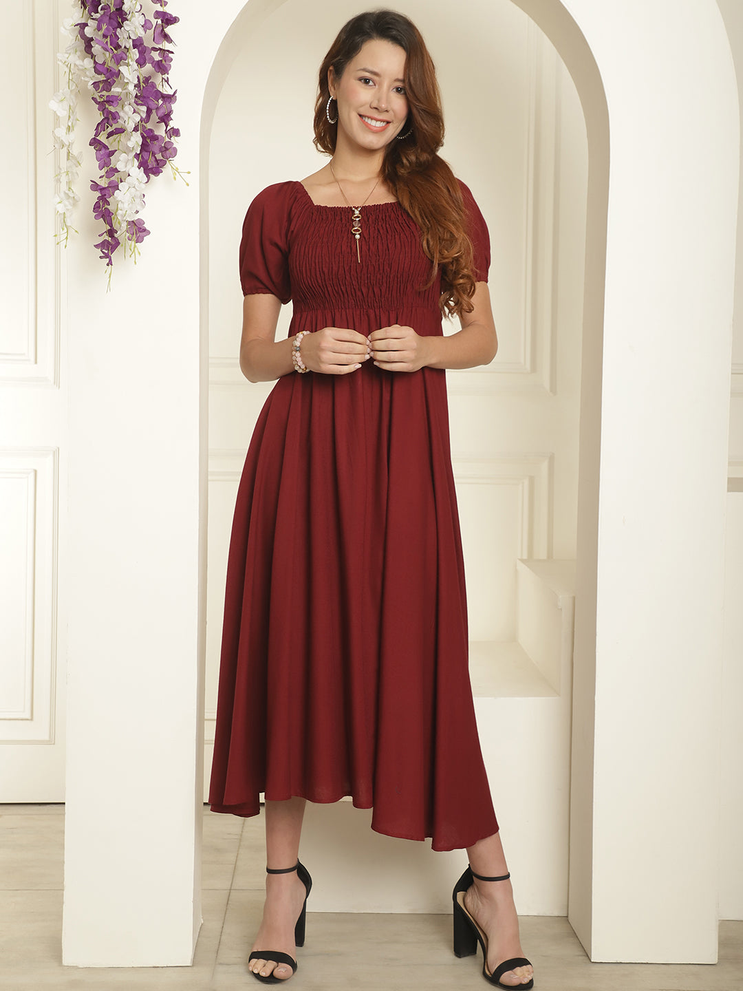 Women Bobbin Dresses With Flared Cut / Western Wear