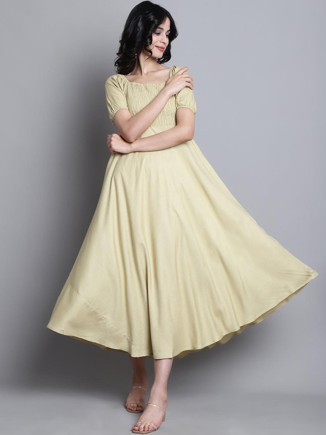 Aawari Women Rayon Solid Elegant Dresses / Maxi Dresses / Western Wear