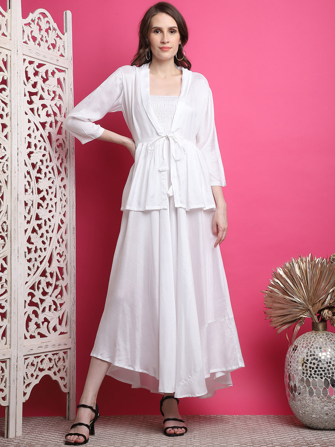 Aawari Women Chanderi Solid Dresses / Western Wear