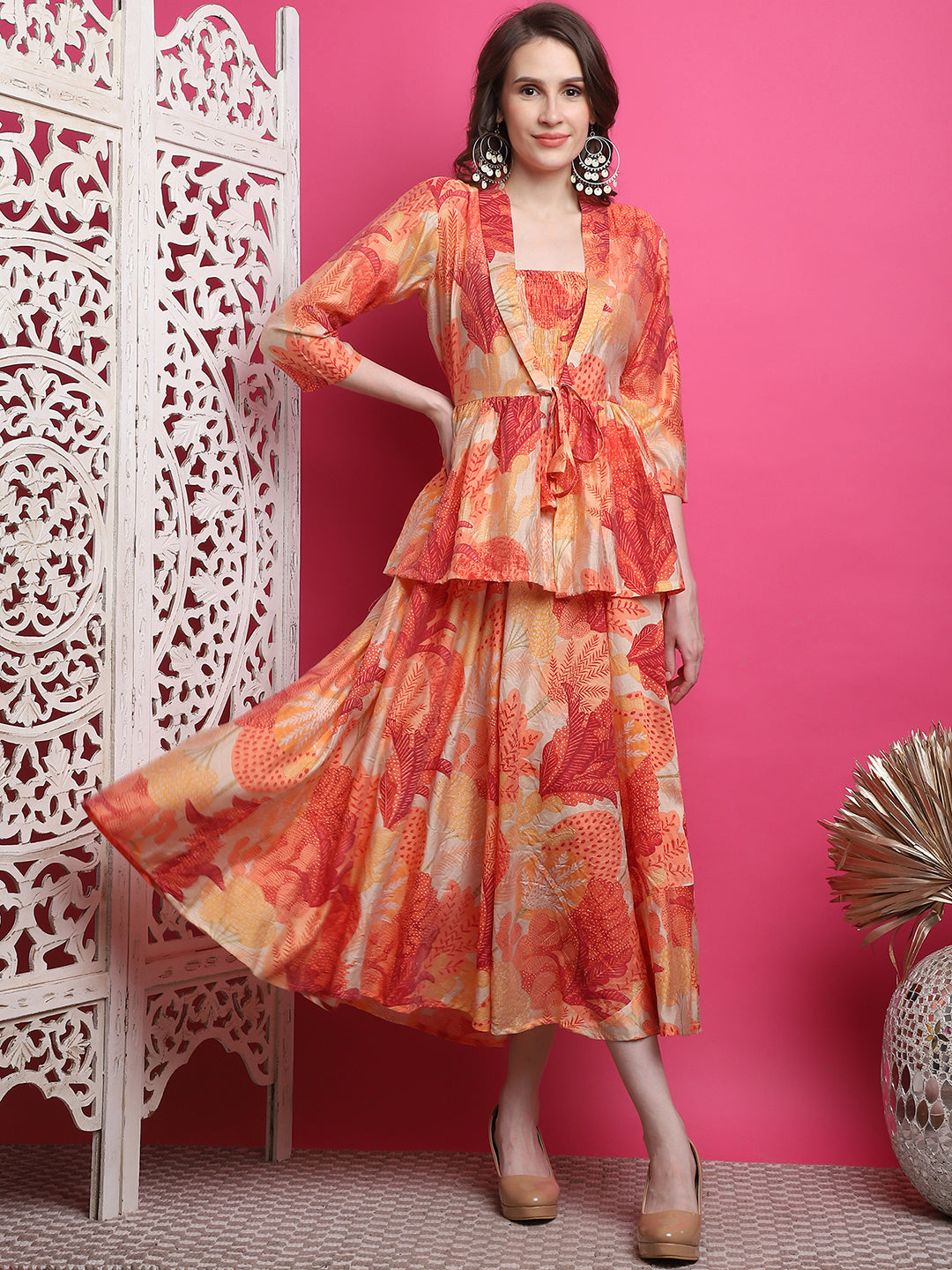 Aawari Women Chanderi Printed Dresses / Western Wear