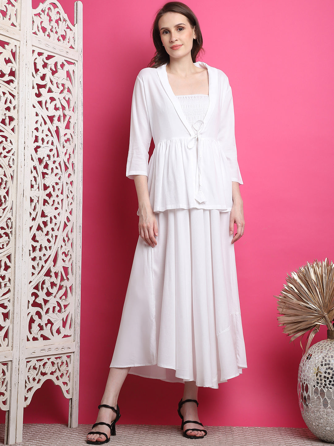 Aawari Women Chanderi Solid Dresses / Western Wear