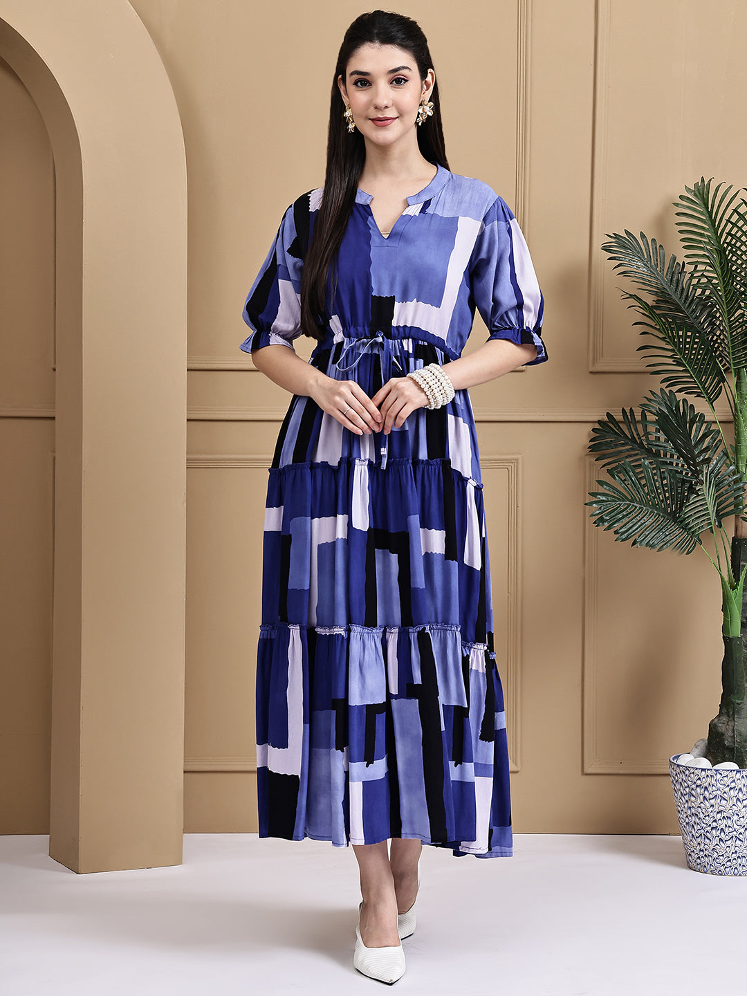 Aawari Rayon Printed Knot Dresses / Maxi Dresses / Western Wear