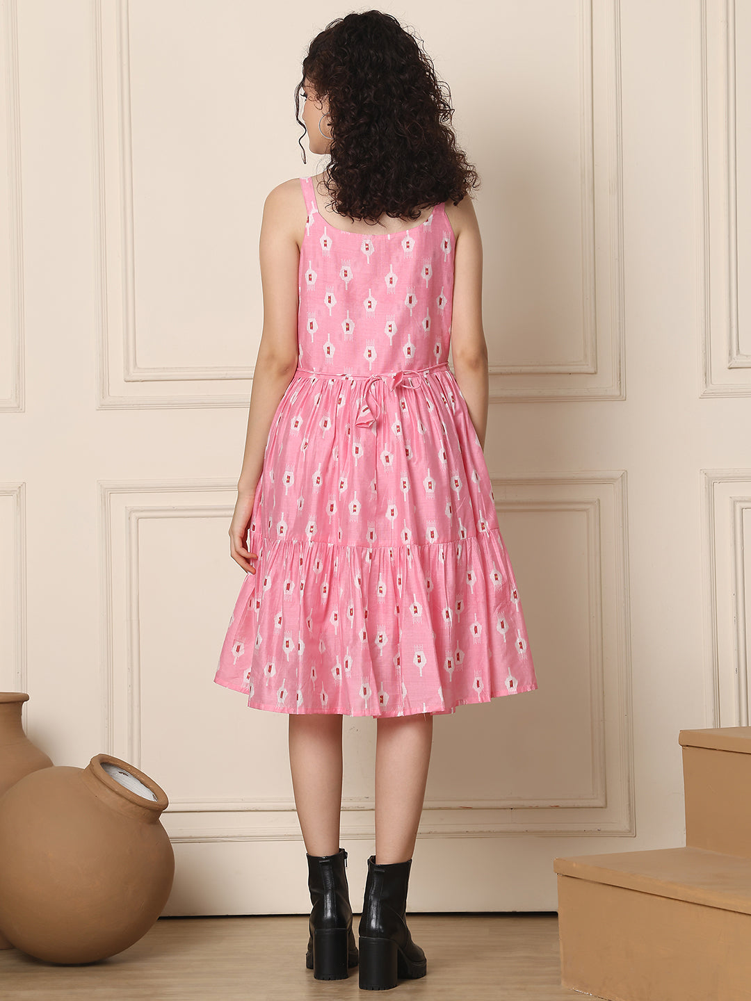 Aawari Chanderi Printed Eye Catching Short Dress - Midi Dresses / Western Wear