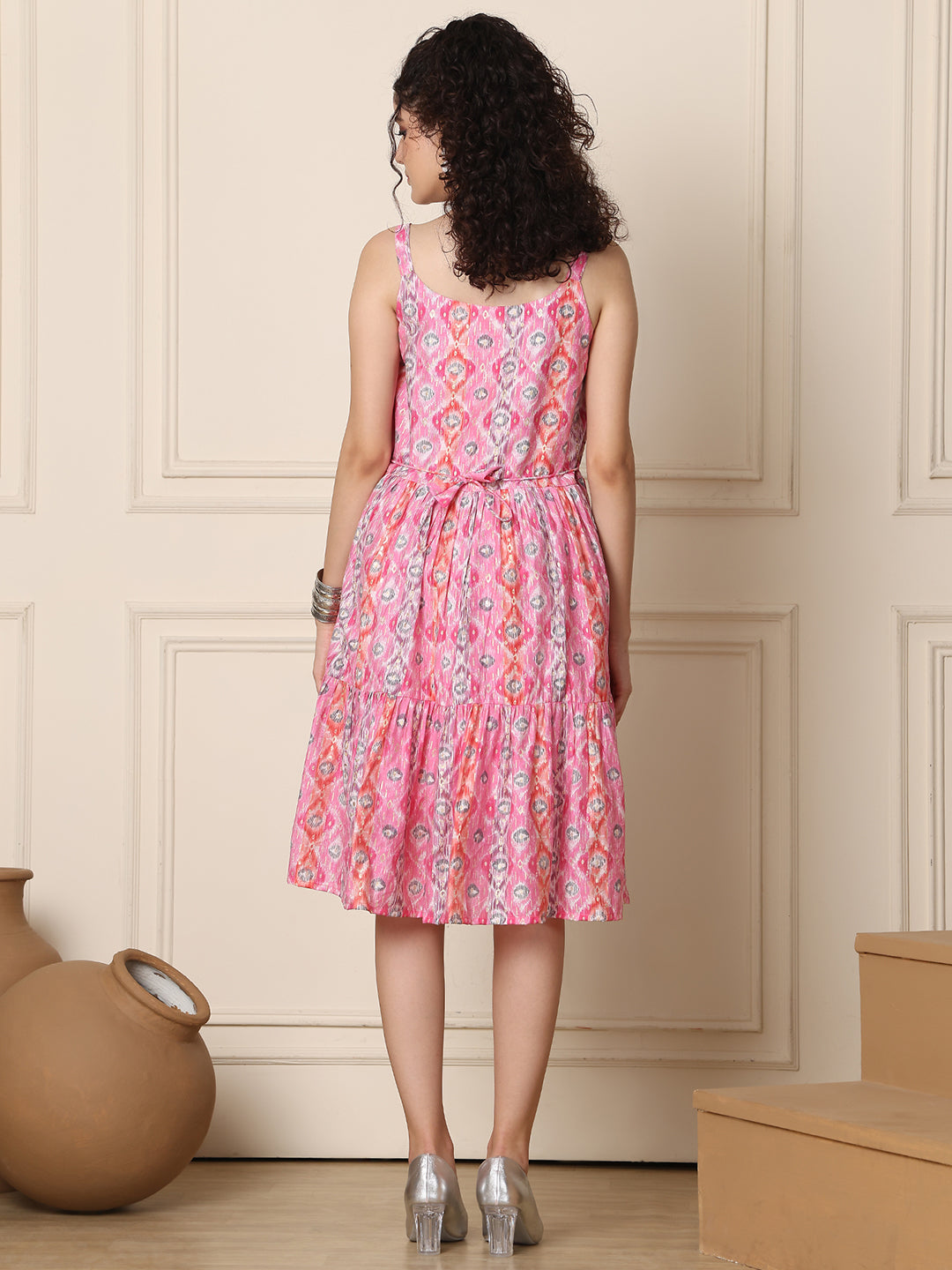 Aawari Chanderi Printed Eye Catching Short Dress - Midi Dresses / Western Wear