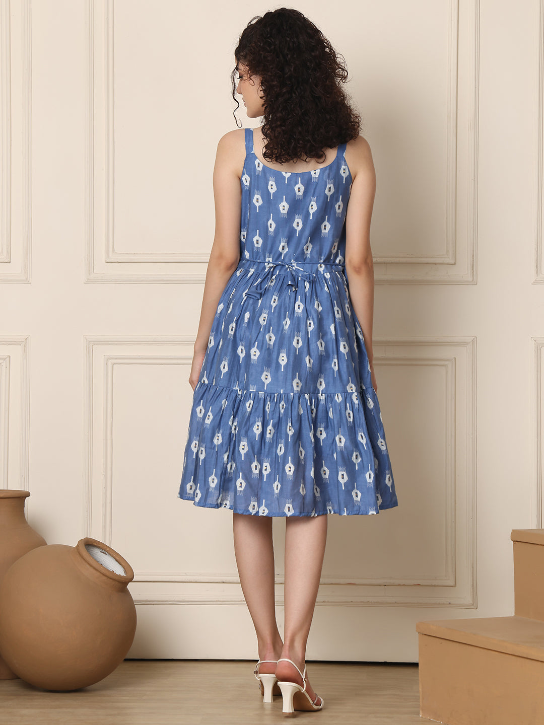 Aawari Chanderi Printed Eye Catching Short Dress - Midi Dresses / Western Wear