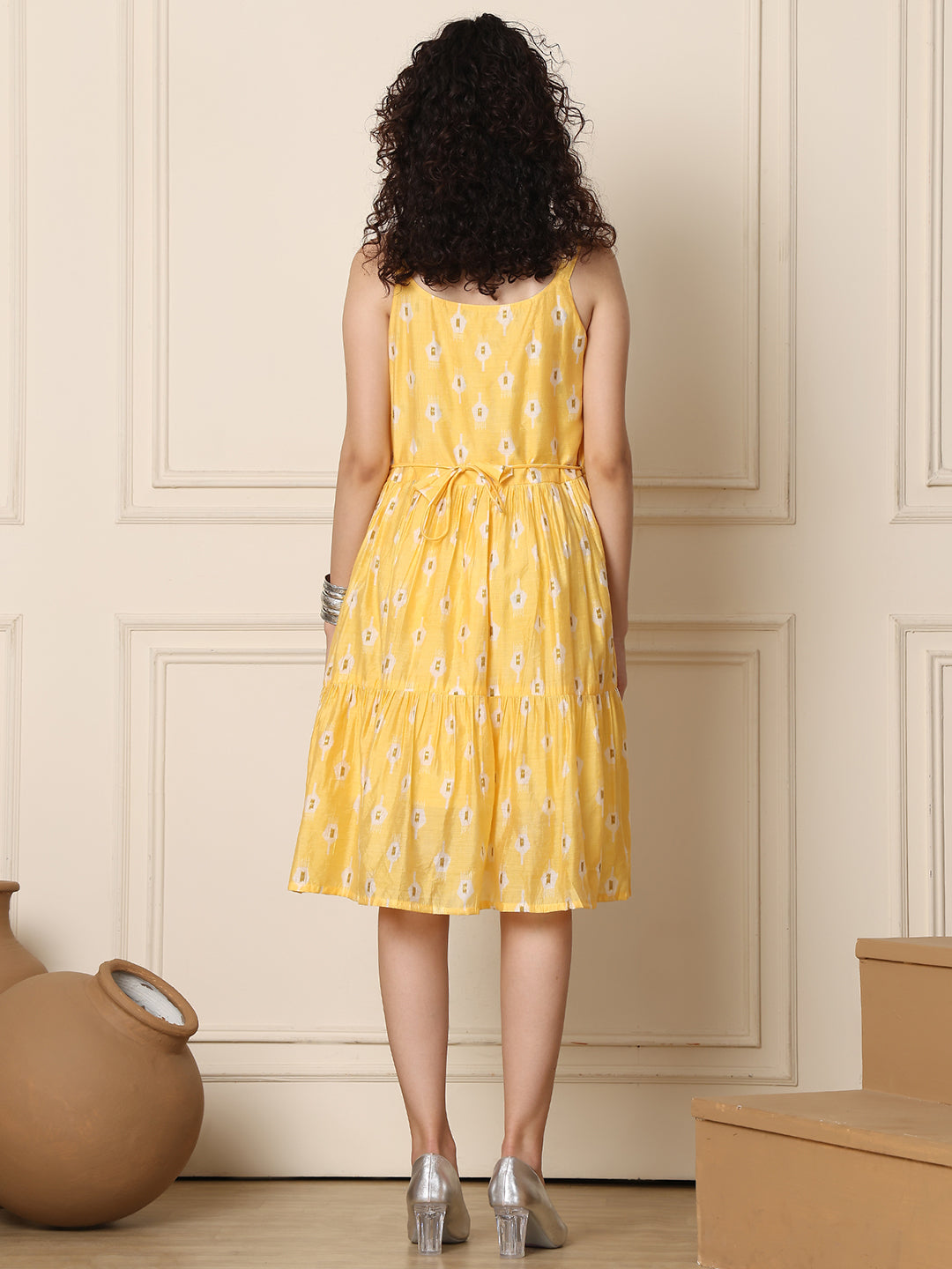 Aawari Chanderi Printed Eye Catching Short Dress - Midi Dresses / Western Wear