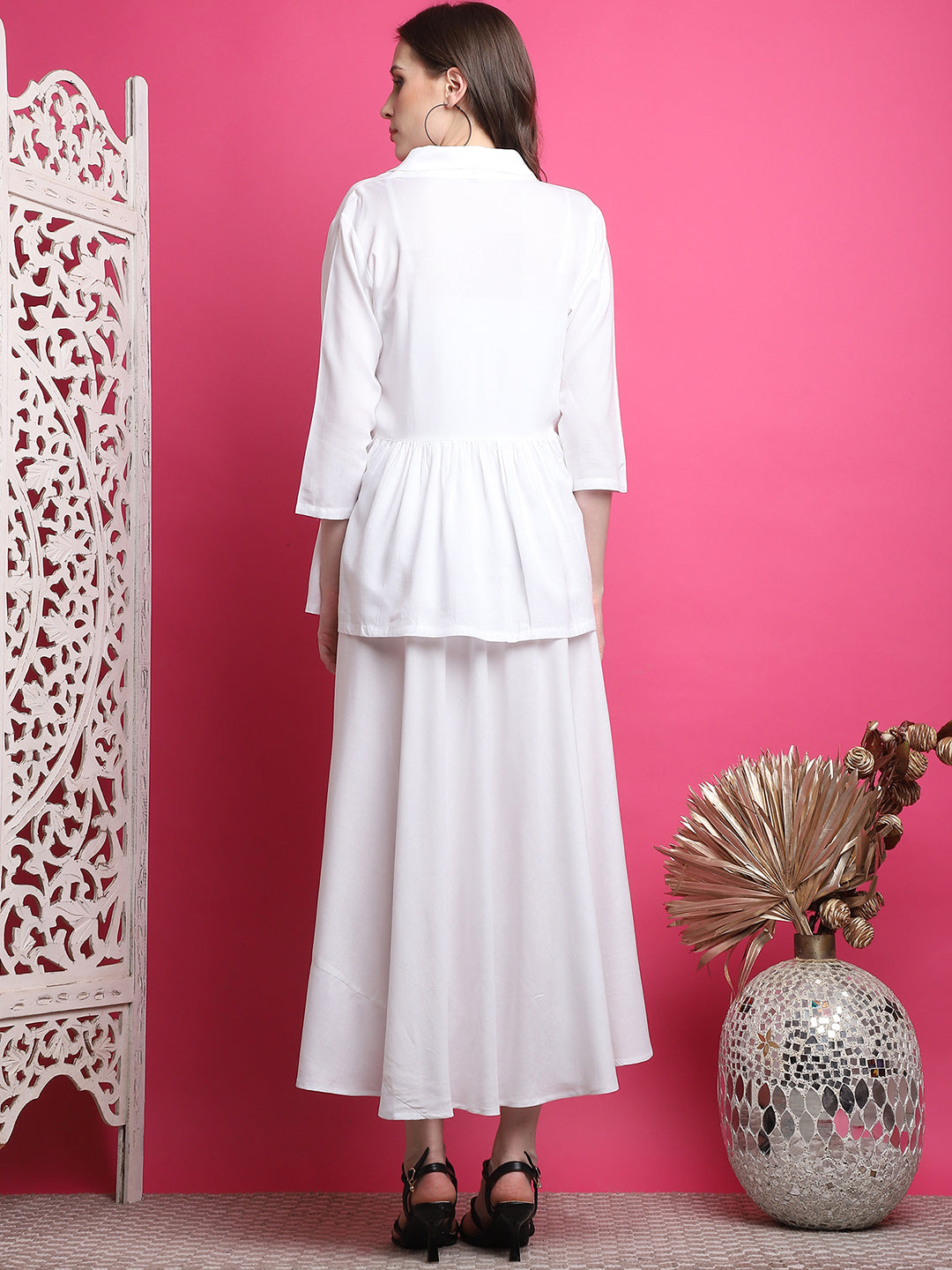 Aawari Women Chanderi Solid Dresses / Western Wear