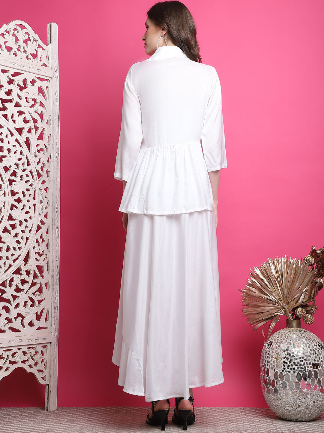 Aawari Women Chanderi Solid Dresses / Western Wear