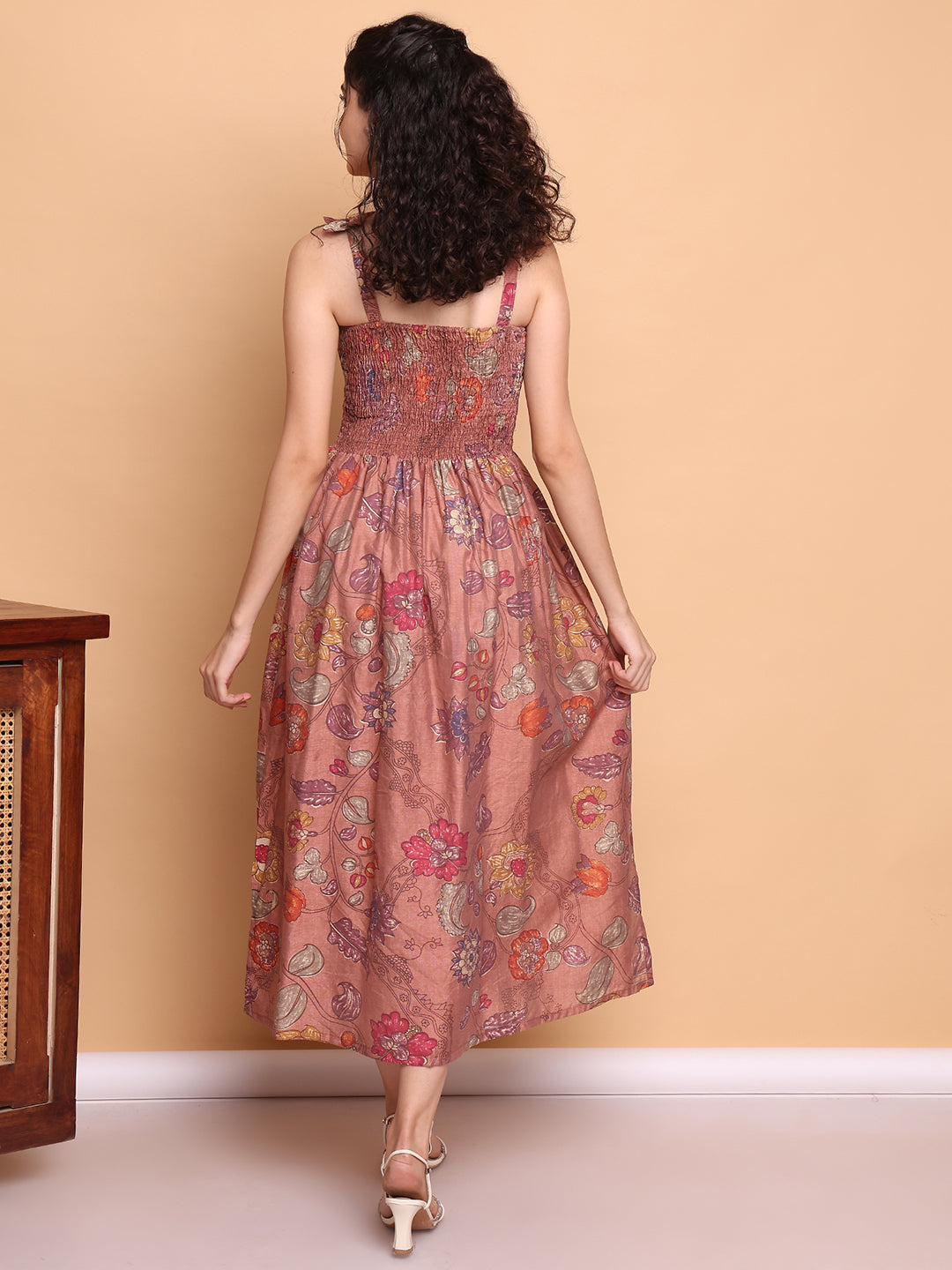 Aawari Cotton Printed Strap Dress - Western Wear