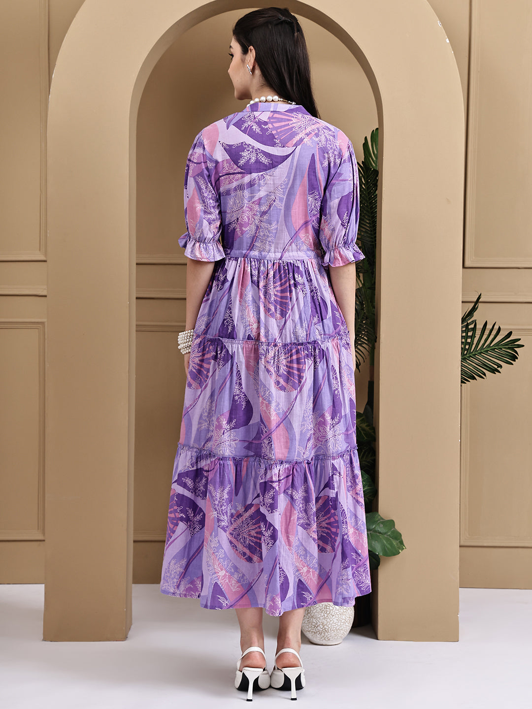Aawari Women Cotton Printed Knot Dresses / Western Wear / Maxi Dresses