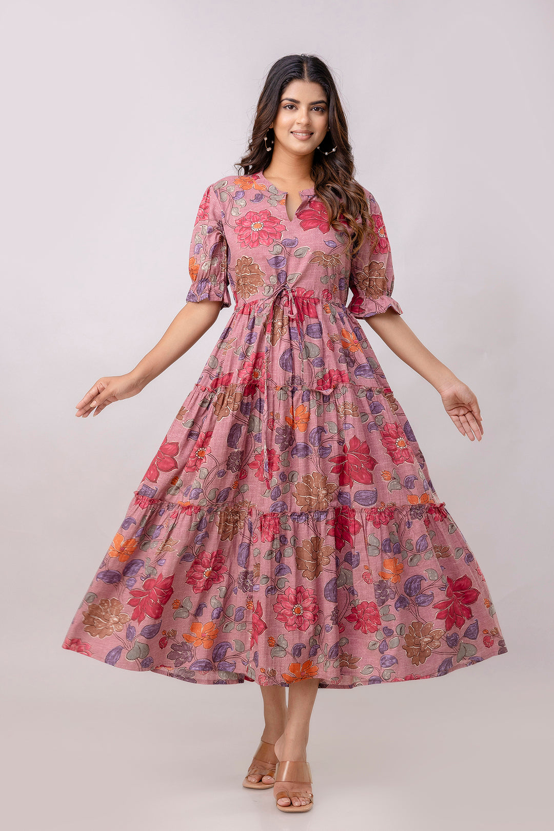 Aawari Women Cotton Printed Knot Dresses / Maxi Dresses / Western Wear