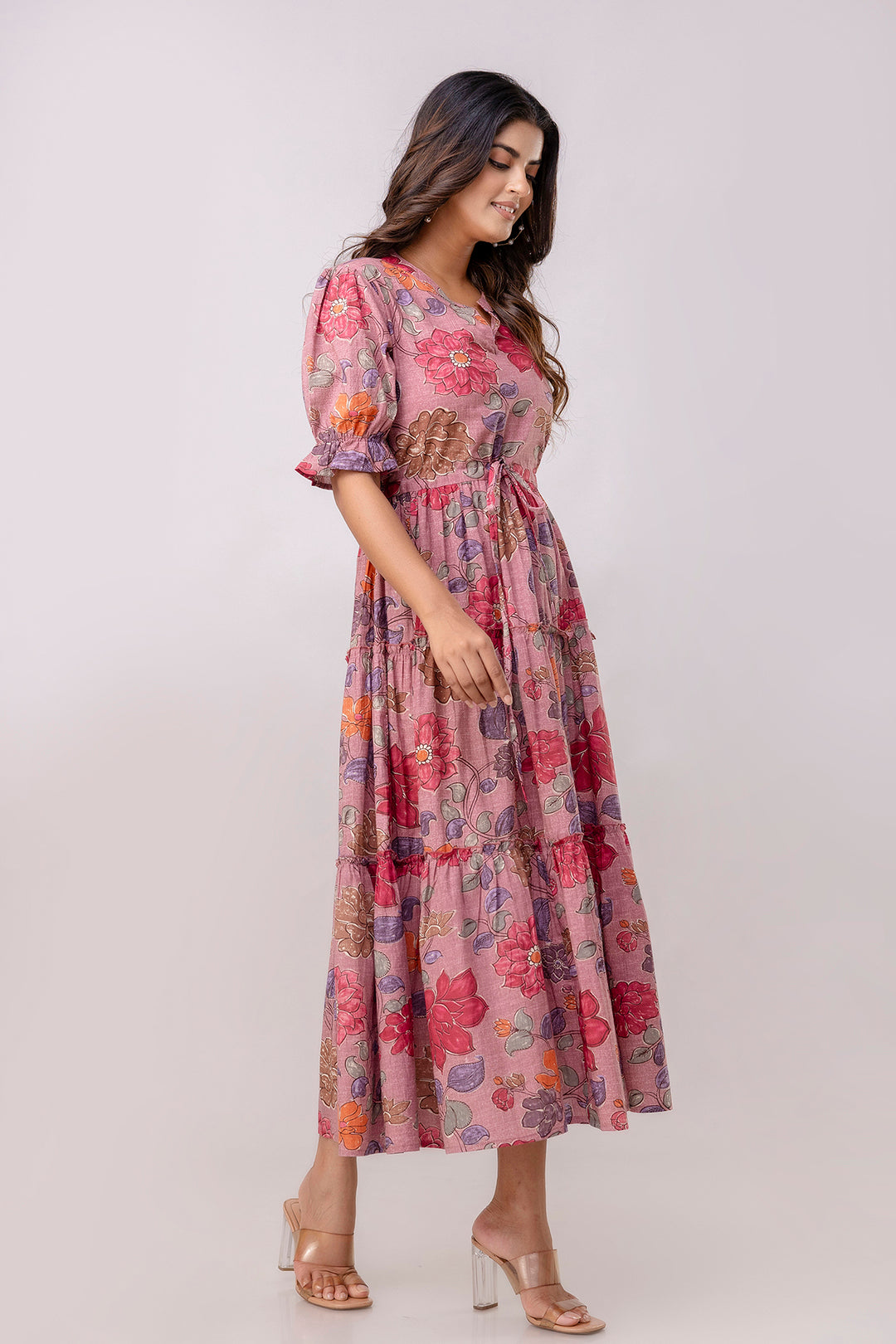 Aawari Women Cotton Printed Knot Dresses / Maxi Dresses / Western Wear