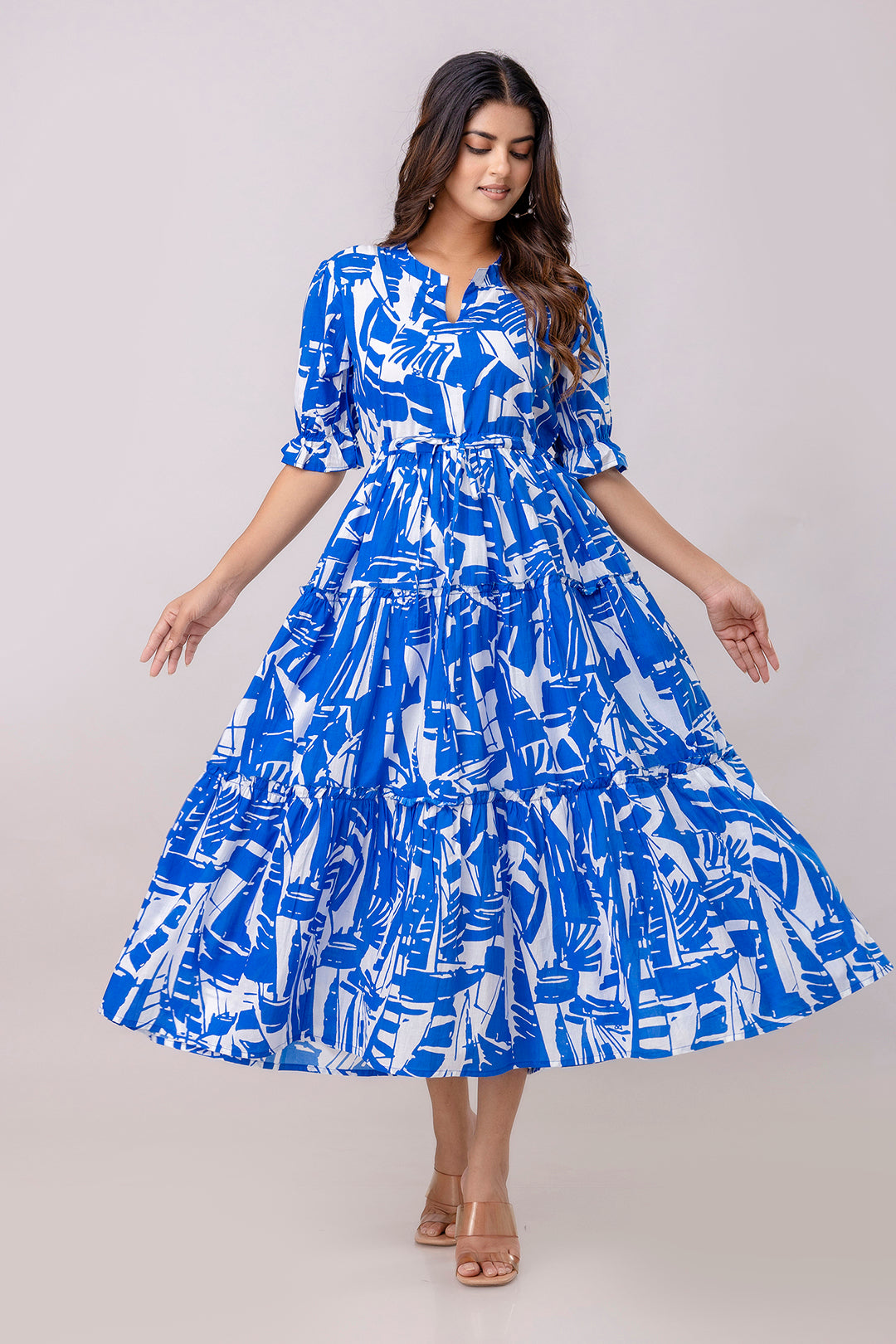 Aawari Women Cotton Printed Knot Dresses / Maxi Dresses / Western Wear