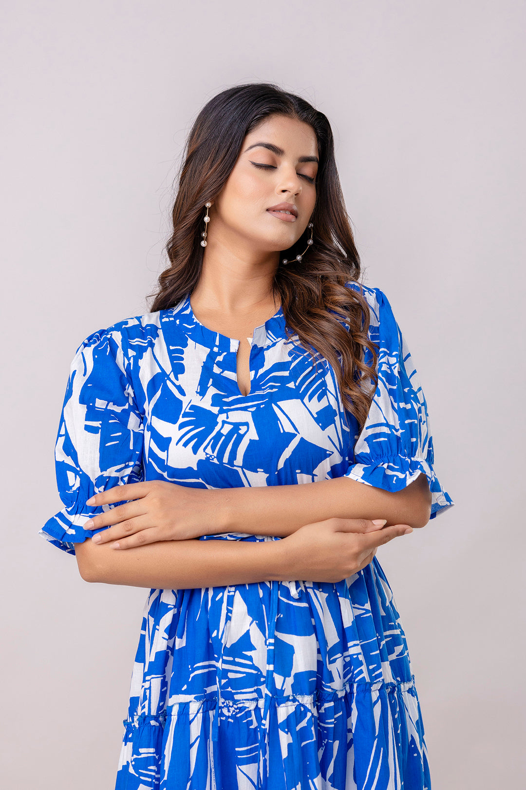 Aawari Women Cotton Printed Knot Dresses / Maxi Dresses / Western Wear