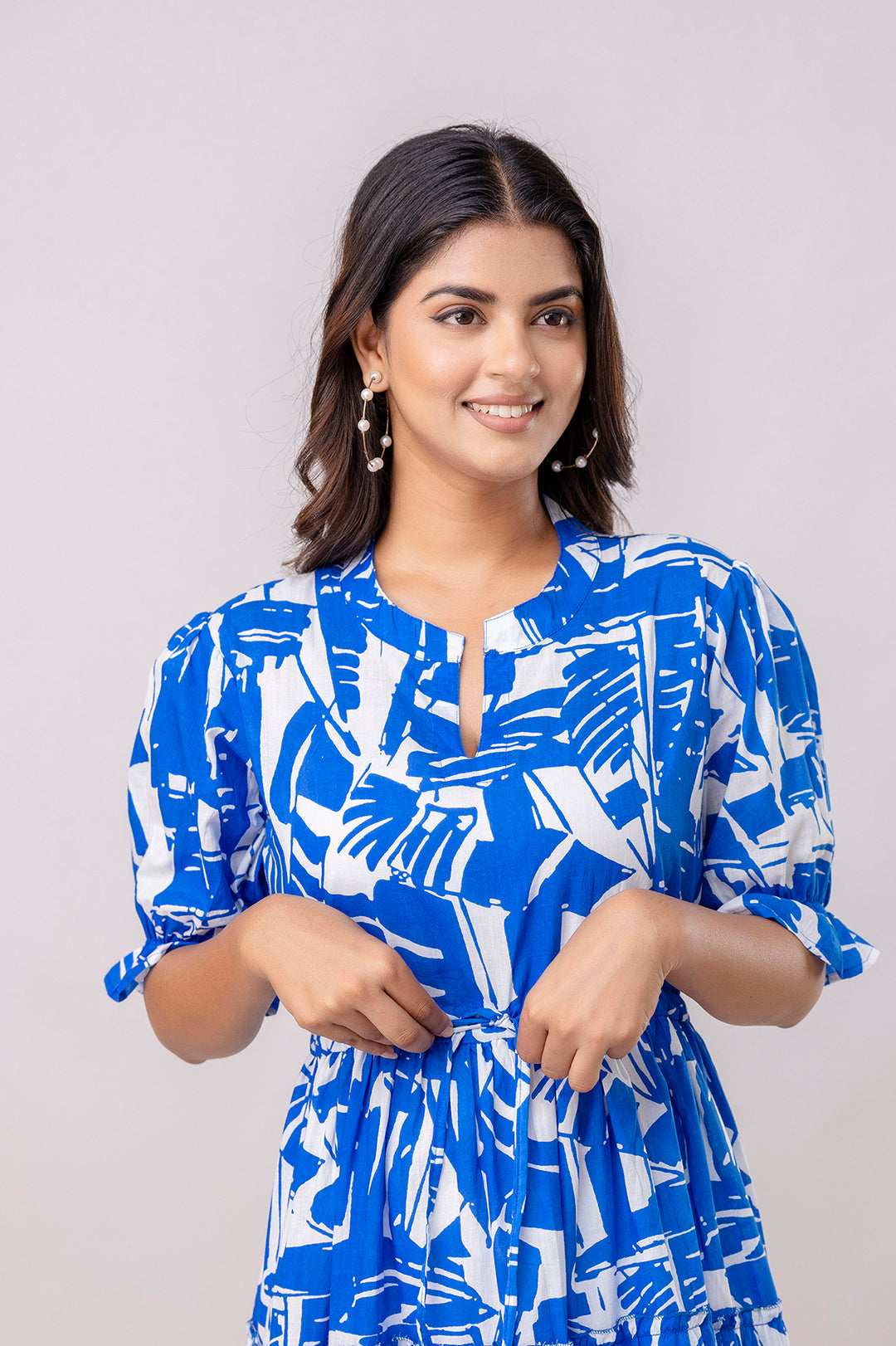 Aawari Women Cotton Printed Knot Dresses / Maxi Dresses / Western Wear