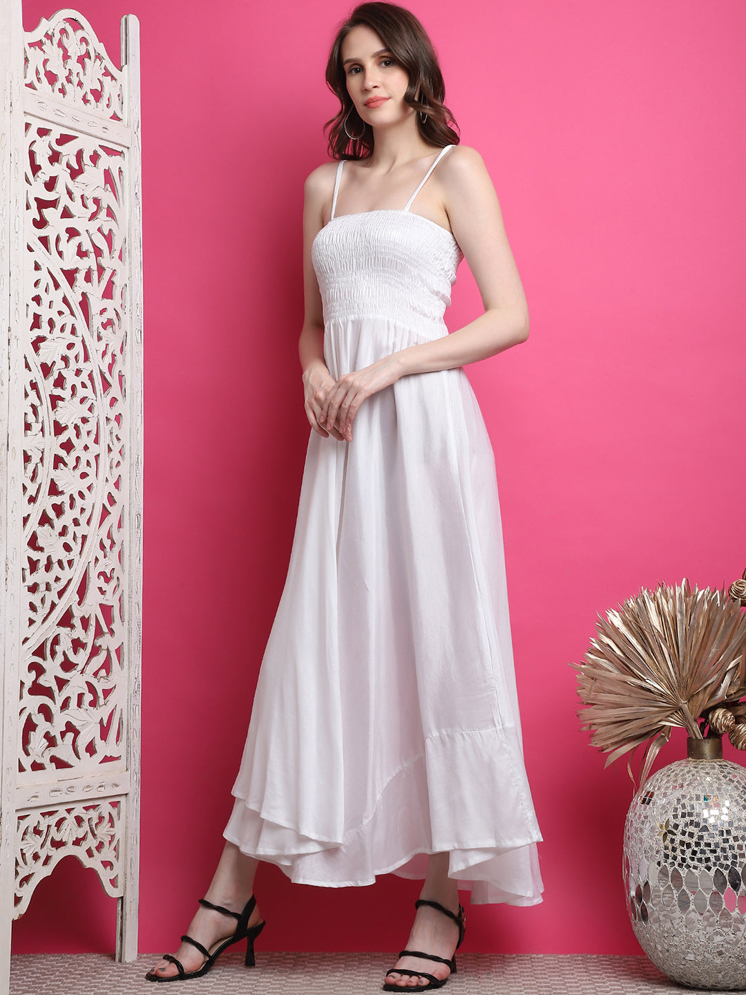 Aawari Women Chanderi Solid Dresses / Western Wear