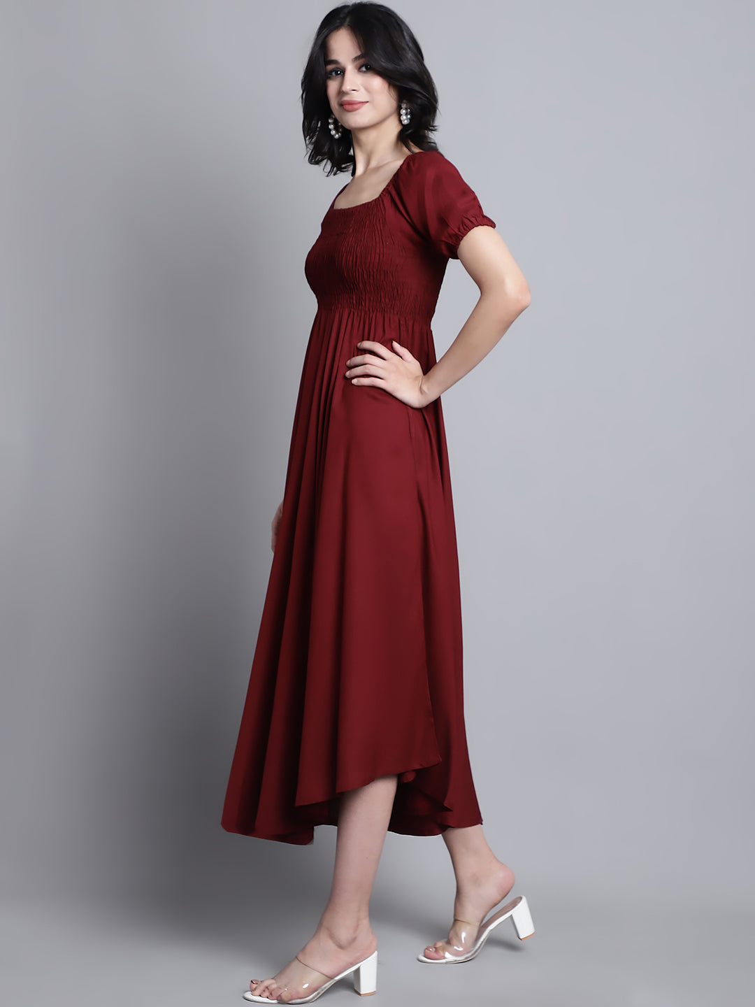 Aawari Women Rayon Solid Elegant Dresses / Maxi Dresses / Western Wear