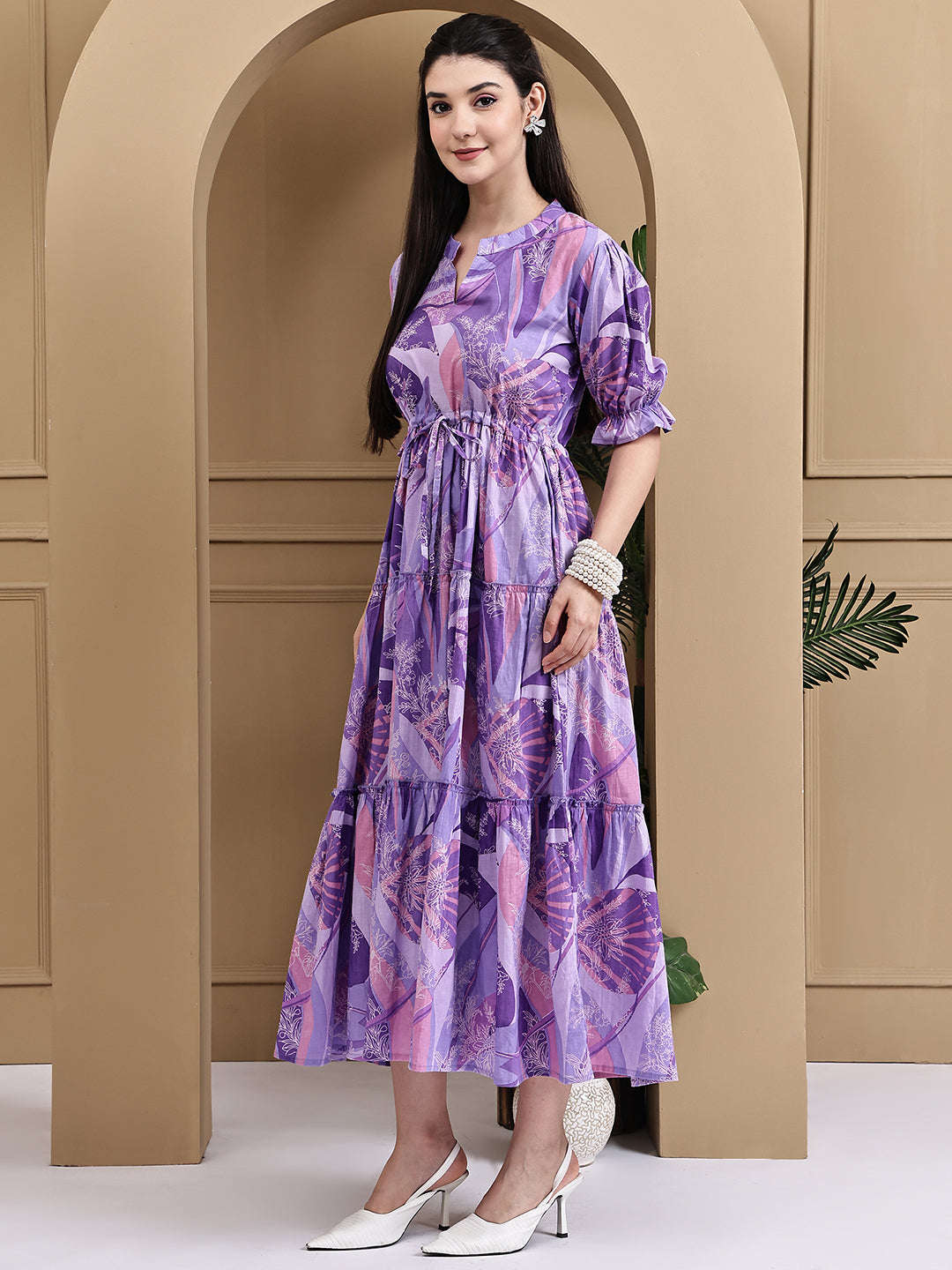 Aawari Women Cotton Printed Knot Dresses / Western Wear / Maxi Dresses