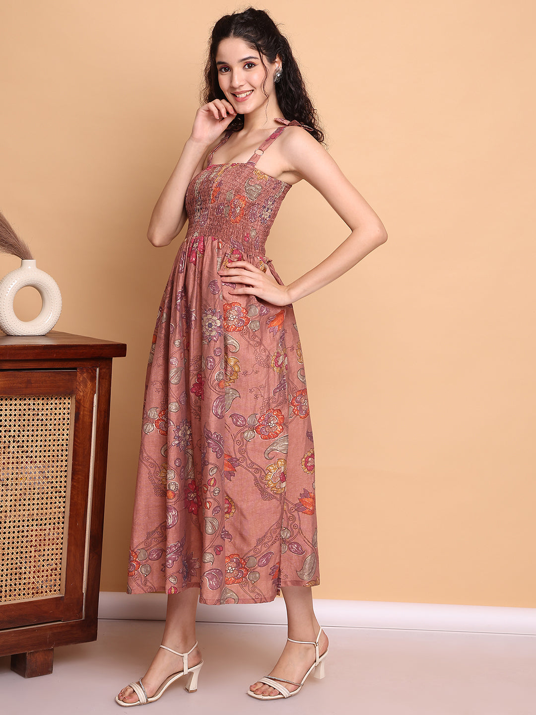 Aawari Cotton Printed Strap Dress - Western Wear