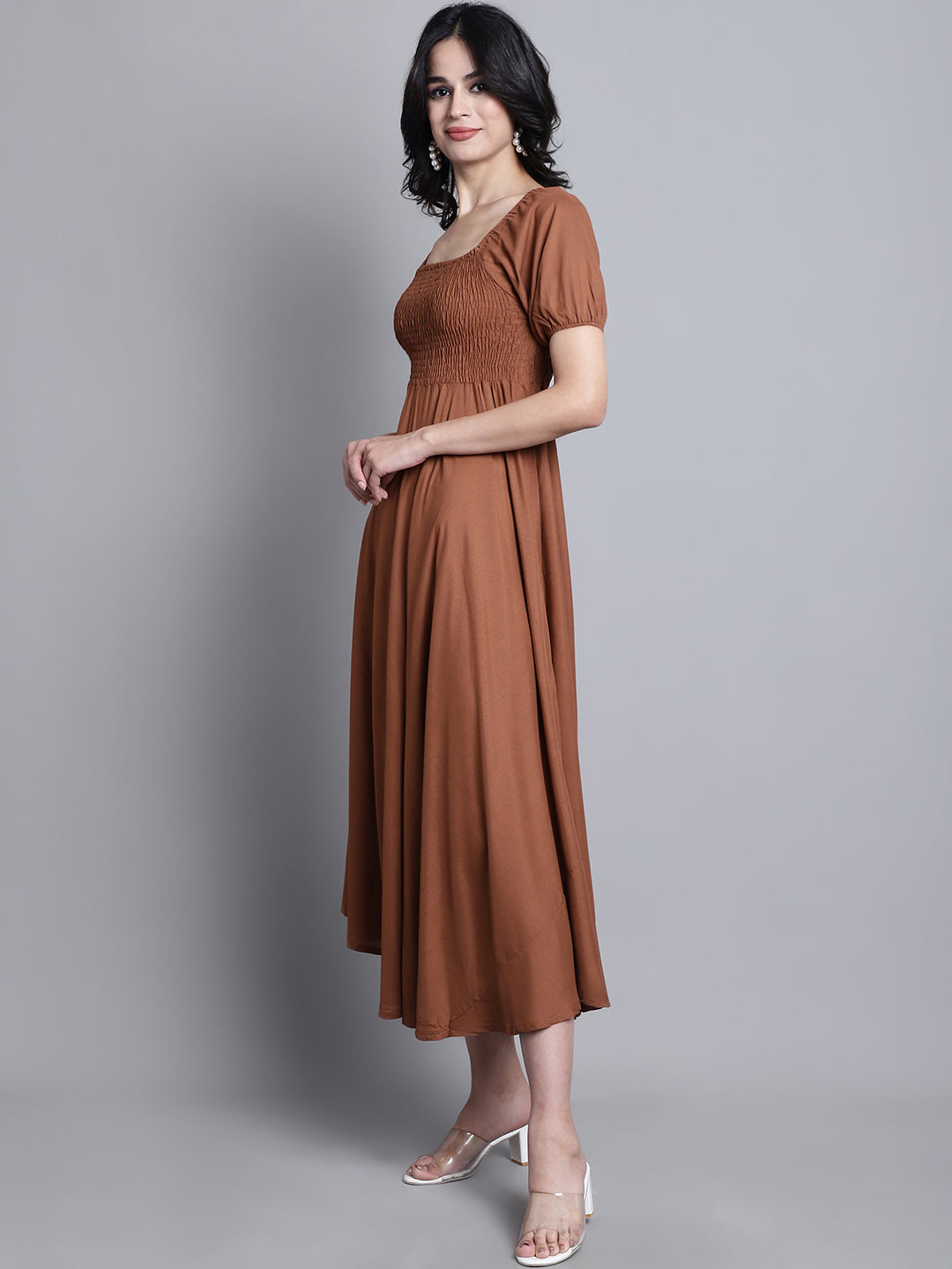 Aawari Women Rayon Solid Elegant Dresses / Maxi Dresses / Western Wear