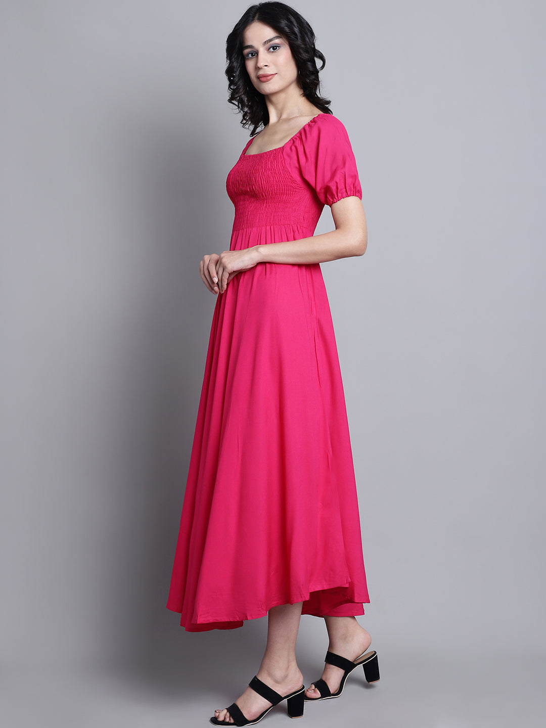 Aawari Women Rayon Solid Elegant Dresses / Maxi Dresses / Western Wear