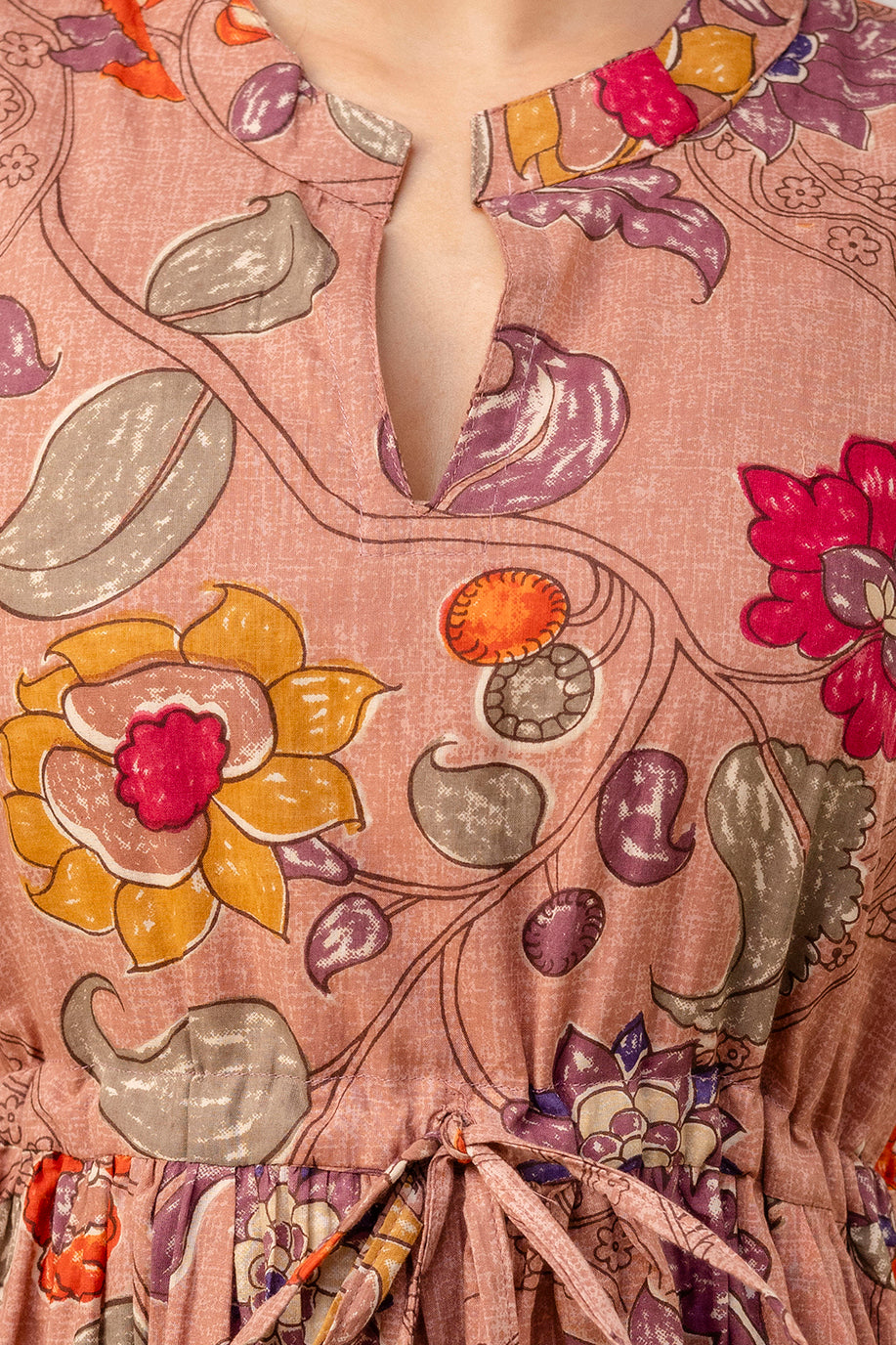 Aawari Women Cotton Printed Knot Dresses / Maxi Dresses / Western Wear