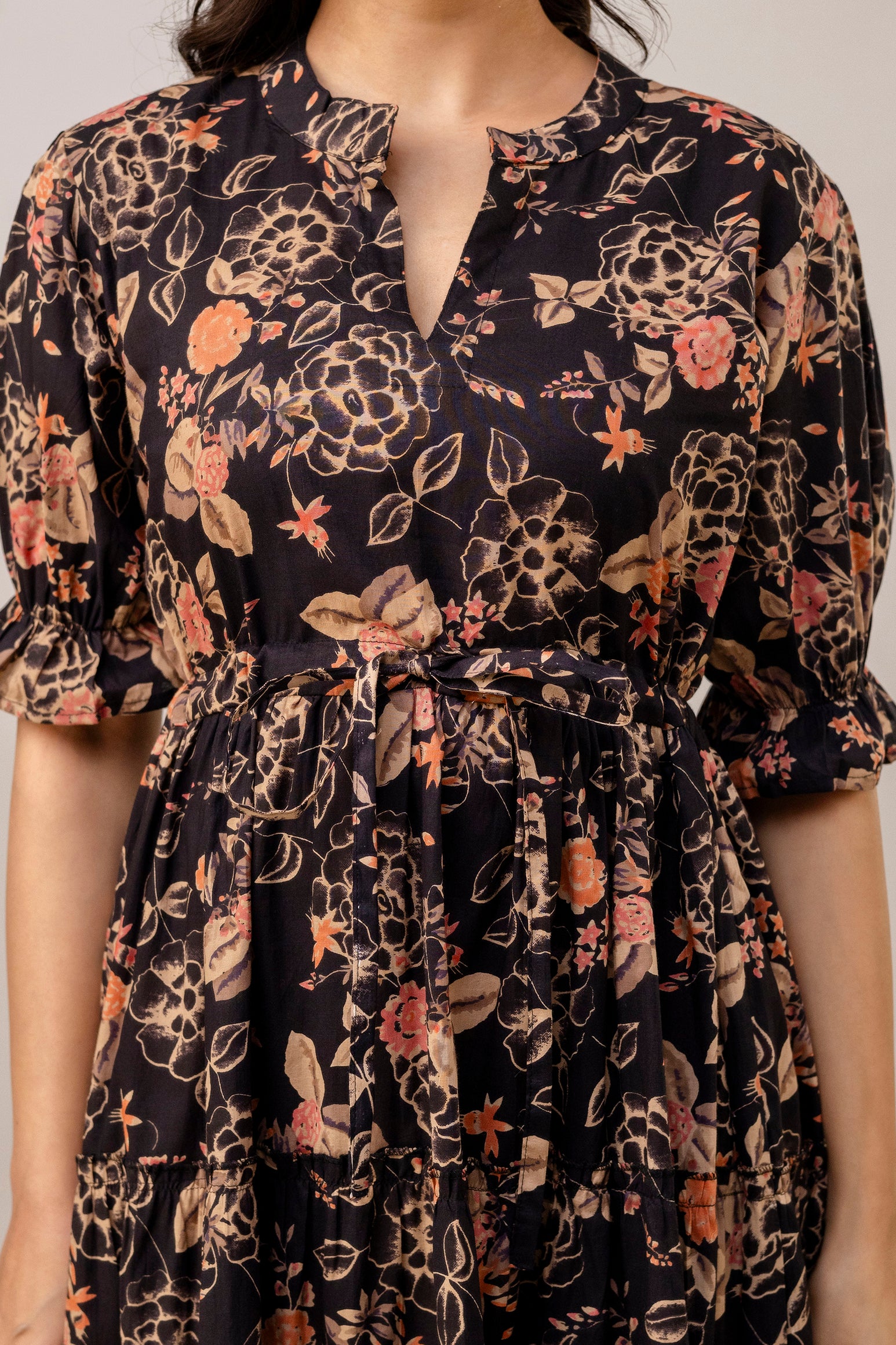 Aawari Women Cotton Printed Knot Dresses / Maxi Dresses / Western Wear