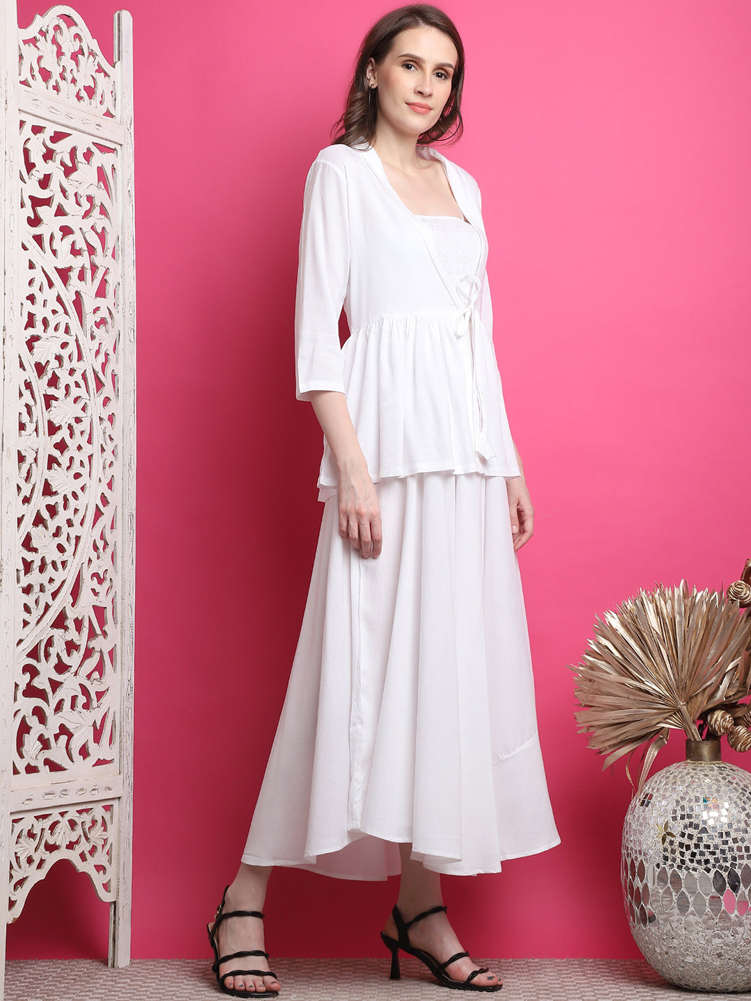 Aawari Women Chanderi Solid Dresses / Western Wear