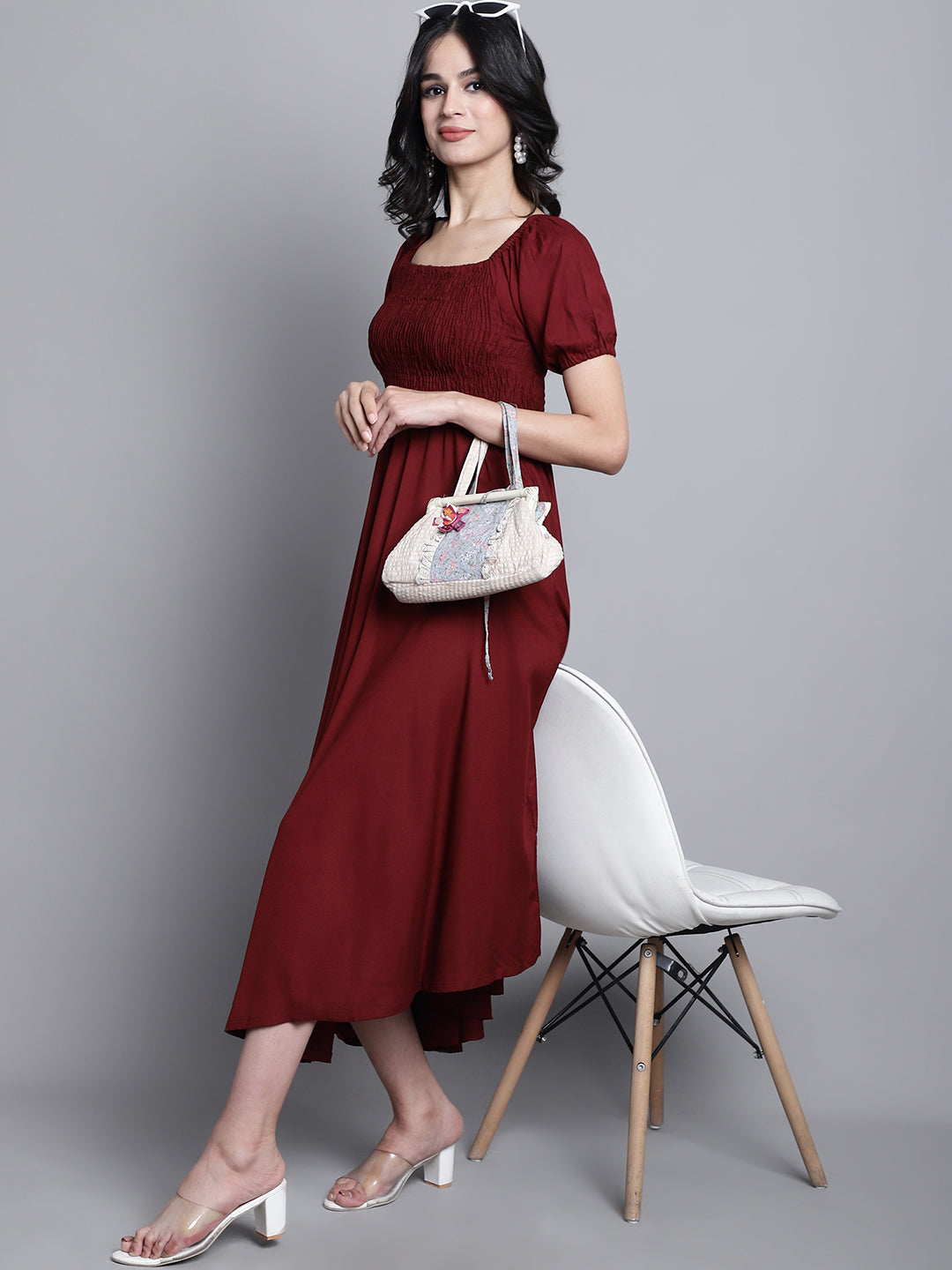 Aawari Women Rayon Solid Elegant Dresses / Maxi Dresses / Western Wear