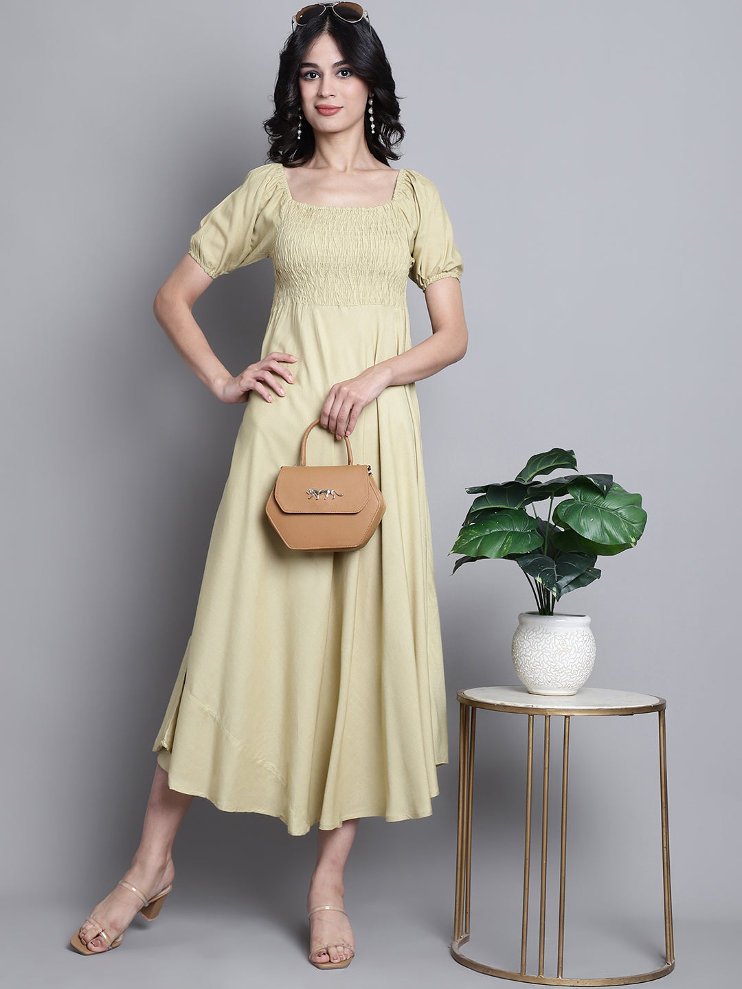 Aawari Women Rayon Solid Elegant Dresses / Maxi Dresses / Western Wear