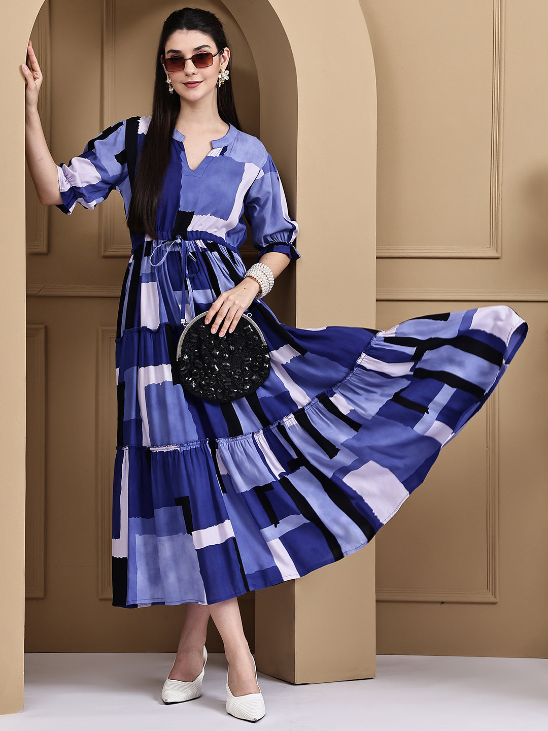 Aawari Rayon Printed Knot Dresses / Maxi Dresses / Western Wear