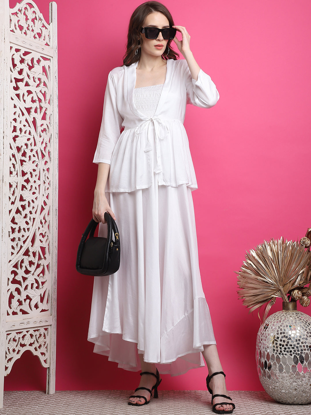 Aawari Women Chanderi Solid Dresses / Western Wear