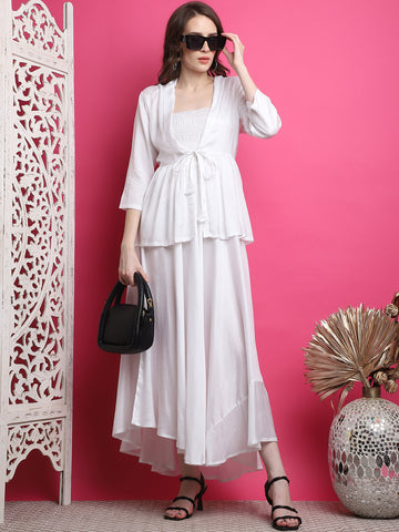 Aawari Women Chanderi Solid Dresses / Western Wear