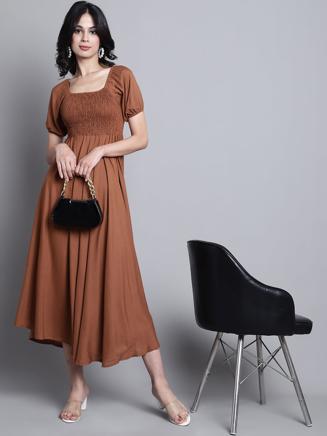 Aawari Women Rayon Solid Elegant Dresses / Maxi Dresses / Western Wear