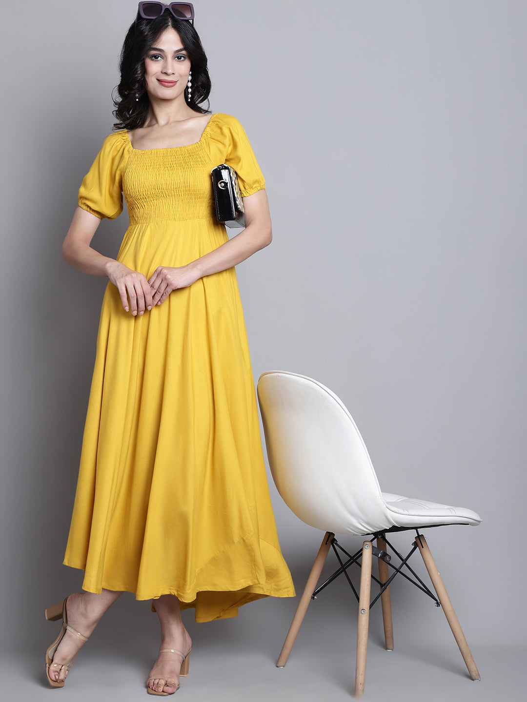 Aawari Women Rayon Solid Elegant Dresses / Maxi Dresses / Western Wear