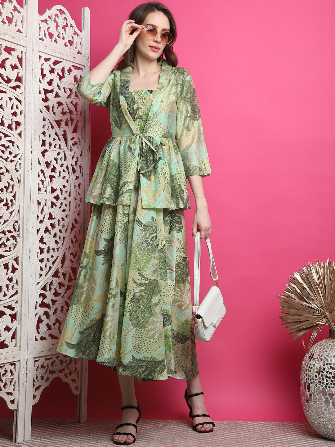 Aawari Women Chanderi Printed Dresses / Western Wear