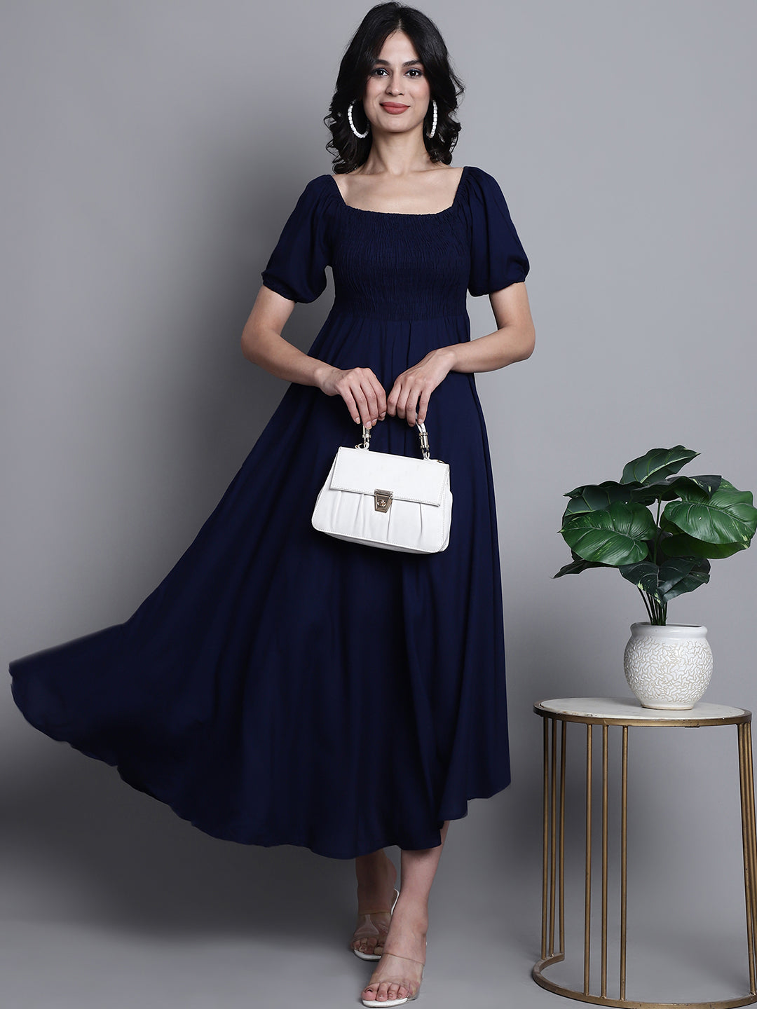 Aawari Women Rayon Solid Elegant Dresses / Maxi Dresses / Western Wear