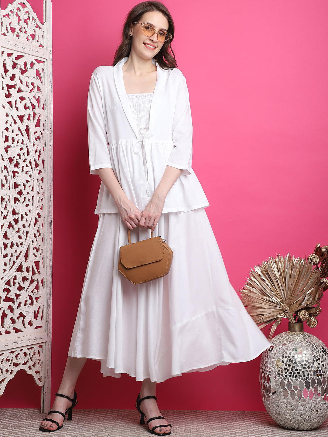 Aawari Women Chanderi Solid Dresses / Western Wear