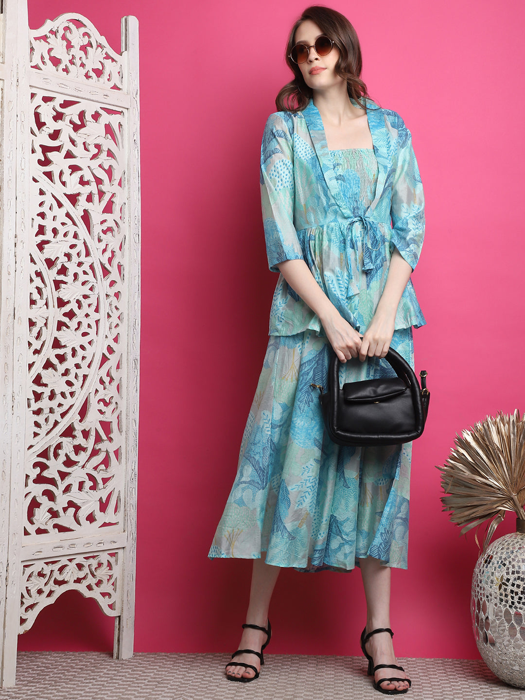 Aawari Women Chanderi Printed Dresses / Western Wear