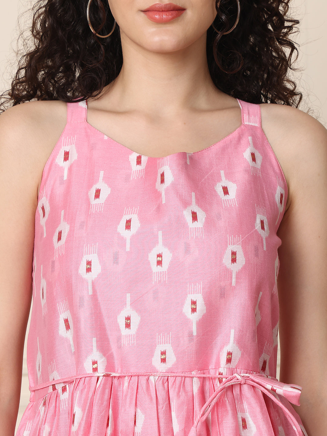 Aawari Chanderi Printed Eye Catching Short Dress - Midi Dresses / Western Wear