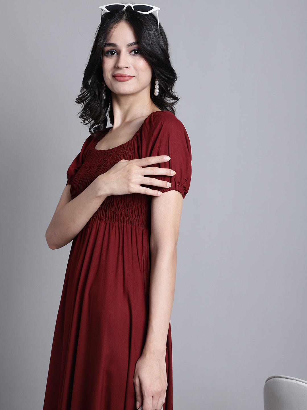 Aawari Women Rayon Solid Elegant Dresses / Maxi Dresses / Western Wear