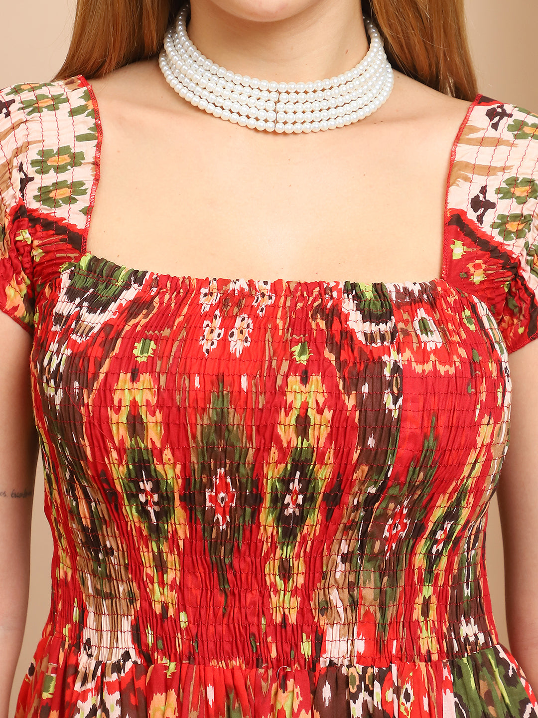 Aawari Rust Orange Ikat Cotton Dresses / Maxi Dresses / Western Wear