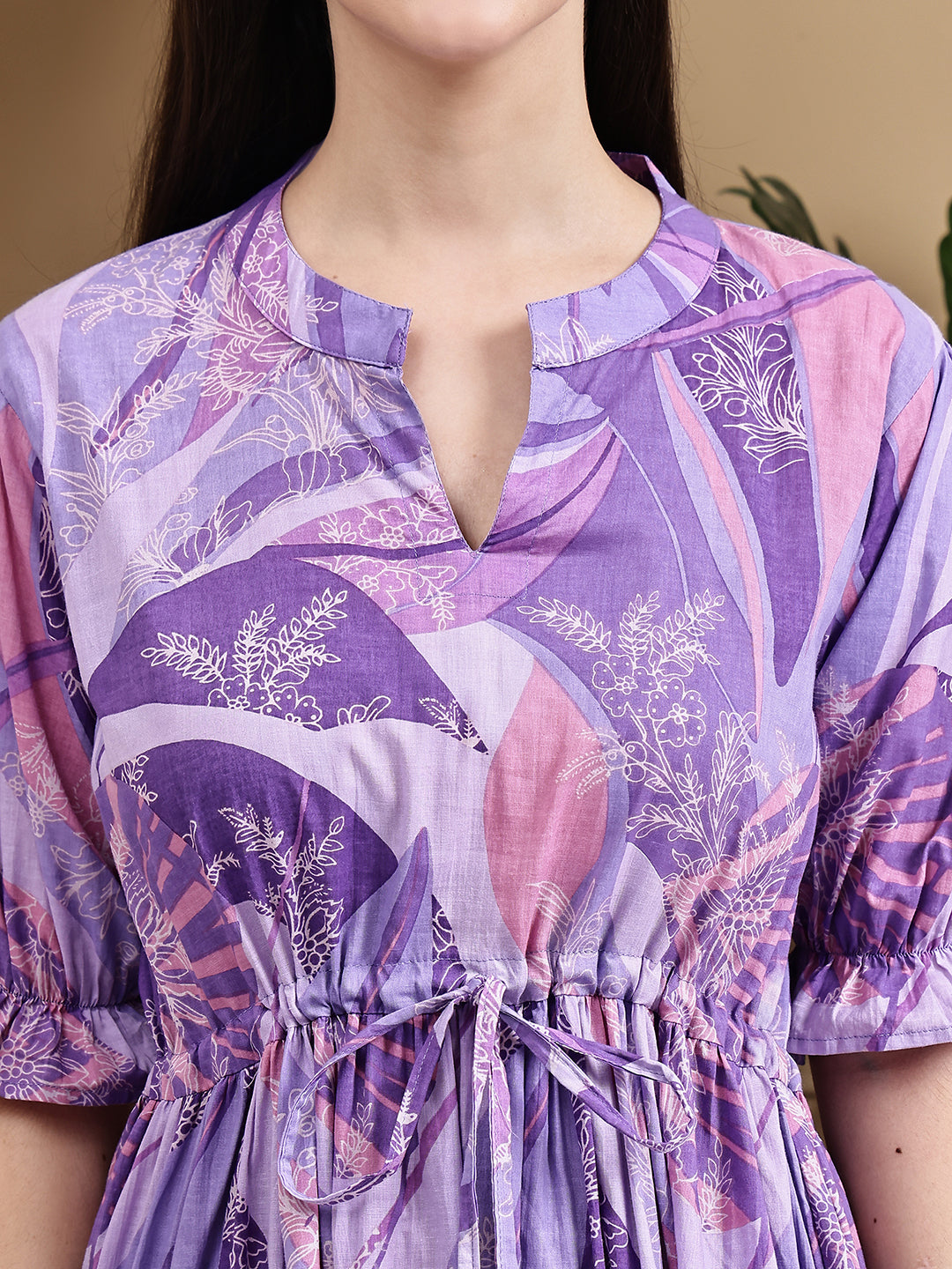 Aawari Women Cotton Printed Knot Dresses / Western Wear / Maxi Dresses