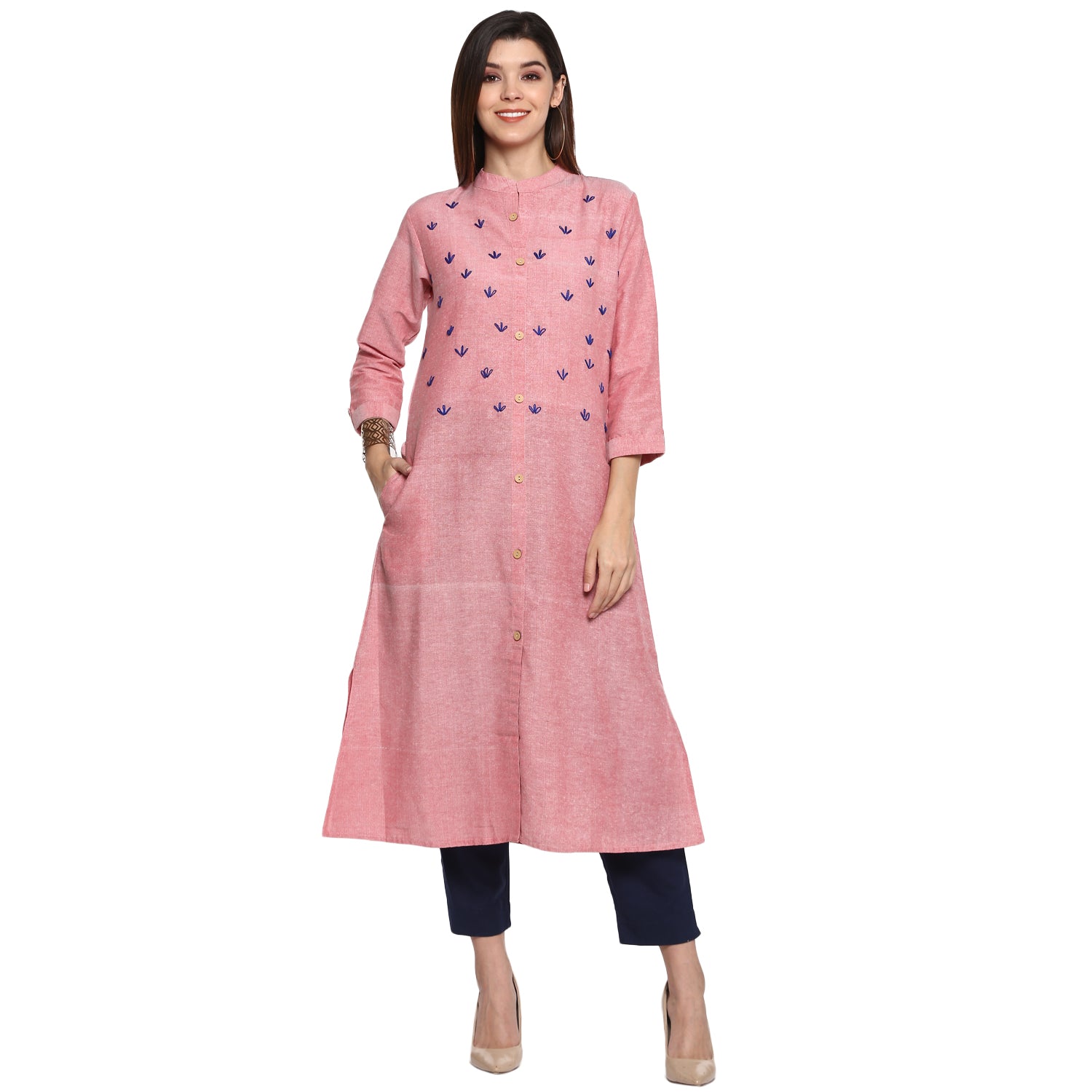 Aawari Women Cotton Solid Belt Pants