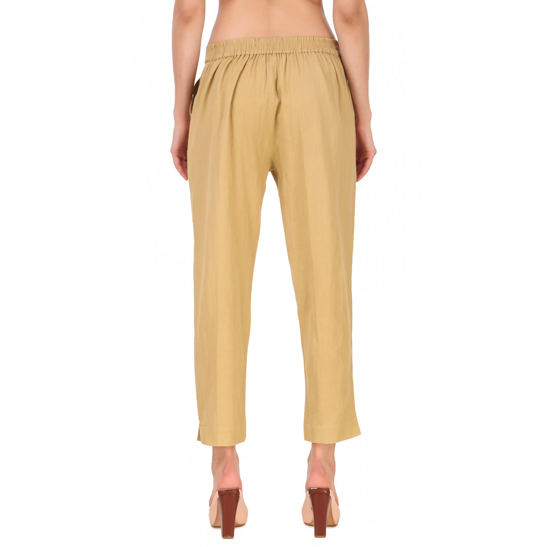 Aawari's Women Cotton Solid Belt Pants