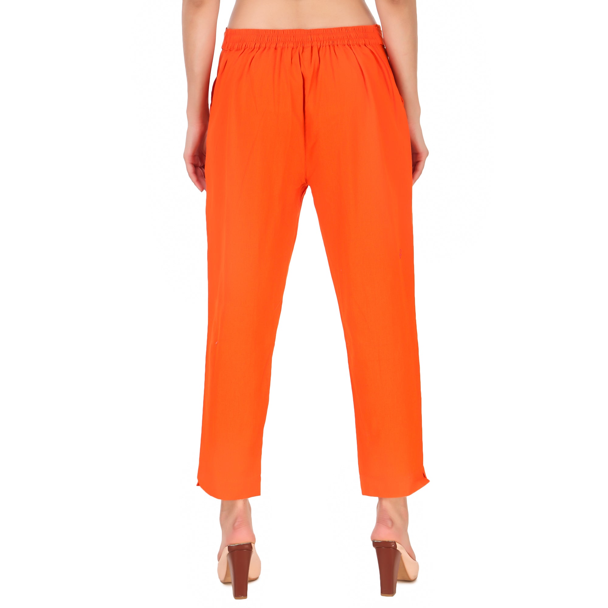 Aawari Women Cotton Solid Belt Pants