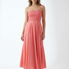 Women’s Rayon Peach Smocked Bobbin Gown with Spaghetti Strap